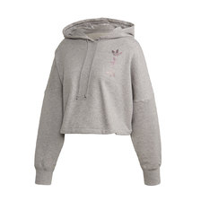 adidas LRG LOGO CROP HOODIE MIDIUM GRAY HEATHER/TRUE PINK FS7235画像