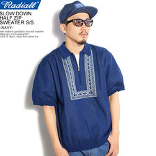 RADIALL SLOW DOWN - HALF ZIP SWEATER S/S -NAVY-画像