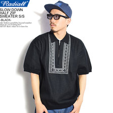RADIALL SLOW DOWN - HALF ZIP SWEATER S/S -BLACK-画像