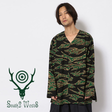 SOUTH2WEST8 V Neck Army Shirt-printed Flannel画像