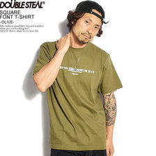 DOUBLE STEAL SQUARE FONT T-SHIRT -OLIVE- 902-14016画像