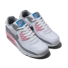 NIKE AIR MAX 90 LTR (GS) LT SMOKE GREY/METALLIC SILVER-WHITE-PINK CD6864-004画像