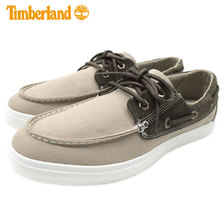 Timberland UNION WHARF Boat Leather And Fabric Oxford Light Taupe Canvas A2DND画像