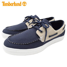 Timberland UNION WHARF Boat Leather And Fabric Oxford Navy Canvas A29DW画像