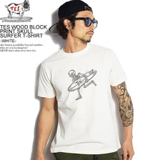 The Endless Summer TES WOOD BLOCK PRINT SKULL SURFER T-SHIRT -WHITE- NV-0574321画像