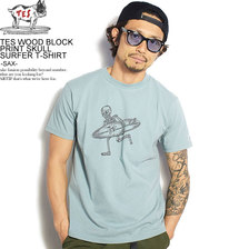 The Endless Summer TES WOOD BLOCK PRINT SKULL SURFER T-SHIRT -SAX- NV-0574321画像