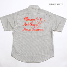 SUGAR CANE ROAD RUNNER HICKORY STRIPE S/S WORK SHIRT EMB'D SC38457画像