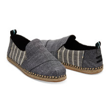 TOMS DECONSTRUCTED ALPARGATA ROPE Black Rugged Chambray/Cabana Stripe Mix 10013290画像