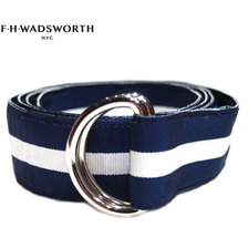FH Wadsworth ribbon belt navy x white画像