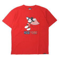 Schott &times; Disney T-SHIRT NEW YORK MICKEY MOUSE RED 3103132画像