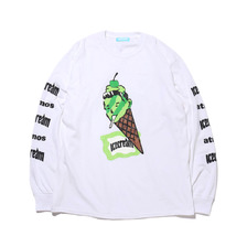 Billionaire Boys Club ICECREAM &times; atmos EXCLUSIVE CONEMAN L/S T-SHIRT WHITE ICJP205ST002画像