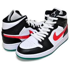 NIKE WMNS AIR JORDAN 1 MID black/university red-white BQ6472-063画像