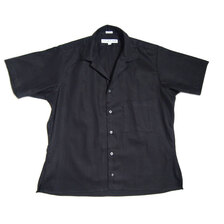 INDIVIDUALIZED SHIRTS SHORT SLEEVE ATHLETIC FIT TWILL CAMP COLLAR SHIRTS black画像