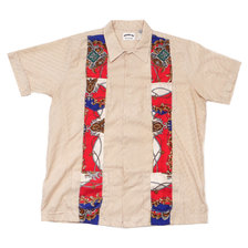 AWESOME BOY &times; Ichiryu made Remake Scarf Cuba Shirt STRIPE BEIGE画像