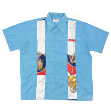 AWESOME BOY × Ichiryu made Remake Scarf Cuba Shirt BLUE画像
