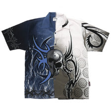 AWESOME BOY &times; Ichiryu made Remake Rayon Shirt (SKULL) NAVY WHITE画像