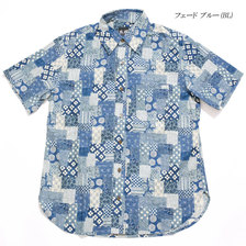 衣櫻 Lot.SA-1334 ムラ糸クロス素材 半袖レギュラーシャツ "さまざまな文様のパッチワークプリント" SA1334画像
