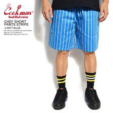 COOKMAN CHEF SHORT PANTS STRIPE -LIGHT BLUE- 231-01809画像