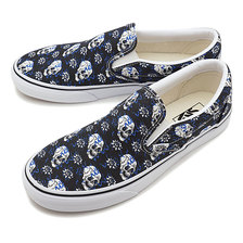 VANS FLASH SKULLS CLASSIC SLIP-ON BLACK/TRUE WHITE VN0A4U381HJ画像
