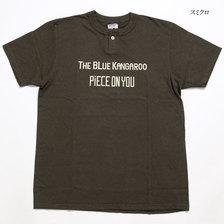 DUBBLE WORKS ot 20233004-01 SHORT SLEEVE 1 BUTTON HENLEY NECK T-SHIRT THE BLUE KANGAROO画像