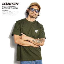 DOUBLE STEAL SQUARENAME POCKET T-SHIRT -KHAKI- 903-14043画像