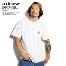 DOUBLE STEAL SQUARENAME POCKET T-SHIRT -WHITE- 903-14043画像