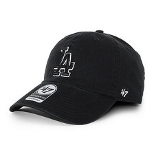 '47 Brand LOS ANGELES DODGERS CLEAN UP STRAPBACK CAP BLACK-BLACK B-NLRGW12GWS-BKA画像