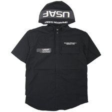 AVIREX SS STRETCH HOOD ZIP SHIRT BLACK 6105092-09画像