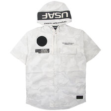 AVIREX SS STRETCH HOOD ZIP SHIRT WHITE CAMO 6105092-801画像