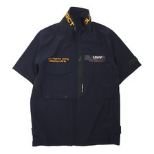 AVIREX SS STRETCH STAND ZIP SHIRT NAVY 6105093-87画像