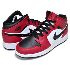 NIKE AIR JORDAN 1 MID (GS) black/black-gym red 554725-069画像