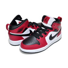 NIKE JORDAN 1 MID (PS) CHICAGO TOE black/black-gym red 640734-069画像