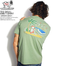 The Endless Summer TES SKULL EMB T-SHIRT -GREEN GRAY- KE-0574300画像
