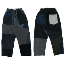 rebear by Johnbull リメイク パッチワーク イージーパンツ ネイビー X1001画像