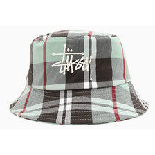 STUSSY Big Logo Madras Bucket Hat 132978画像