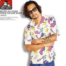 BEN DAVIS RETRO ALLOVER OPEN COLLAR SHIRT -WHITE- G-0580045画像
