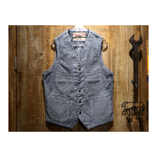 SUGAR CANE FICTION ROMANCE &ldquo;8oz. INDIGO PIN CHECK WORK VEST SC14599画像