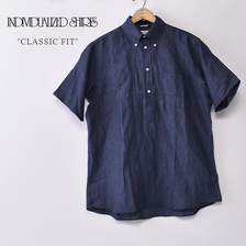 INDIVIDUALIZED SHIRTS S/S CLASSIC FIT BD SHIRT PULLOVERS / LINEN / NAVY画像