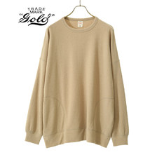 GOLD LIGHT WEIGHT BOUCLE WOOL KNIT CREW NECK GL68560画像