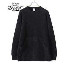 GOLD BOUCLE WOOL KNIT BIG POCKET CREW NECK GL68552画像