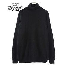 GOLD PURE CASHMERE KNIT OFF-TURTLE NECK PULLOVER GL90201画像