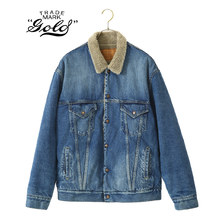 GOLD 14oz. DENIM JACKET BOA FLEECE LINING HARD WASHED GL14665H画像