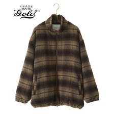 GOLD ALPACA WOOL SHAGGY CHECK TRACK JACKET GL14660画像
