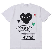 PLAY COMME des GARCONS MENS Multiple Heart Printed S/S T-Shirt WHITExBLACK画像