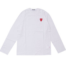 PLAY COMME des GARCONS MENS Double Red Heart L/S T-Shirt WHITE画像