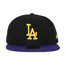 NEW ERA LOS ANGELES DODGERS 59FIFTY FITTED CAP BLACK/PURPLE NR70499375画像
