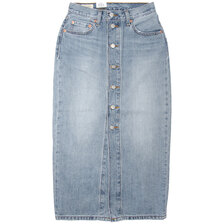 Levi's WOMEN'S BUTTON FRONT MIDI SKIRT BLUE CELL 85874-0001画像