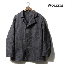 Workers Double Front Jacket, Covert Herringbone Stripe画像