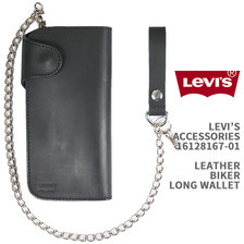 Levi's ACCESSORIES LEATHER BIKER LONG WALLET BLACK 16128167-01画像
