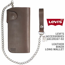 Levi's ACCESSORIES LEATHER BIKER LONG WALLET DARK BROWN 16128167-02画像